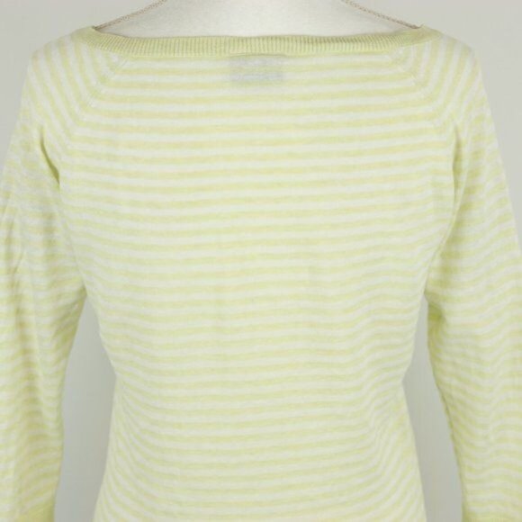 Columbia Women's Small Green White Linen Blend Lightweight 3/4 Sleeve Sweater - Picture 4 of 7